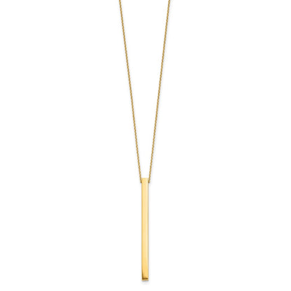 14K Yellow Gold Polished Bar 2In Ext. Necklace