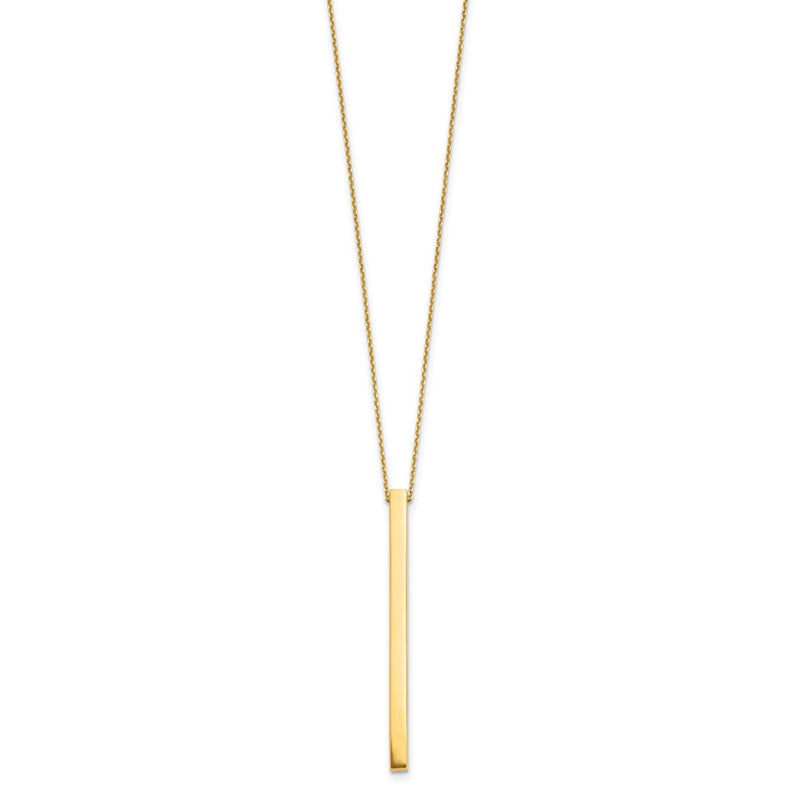 14K Yellow Gold Polished Bar 2In Ext. Necklace
