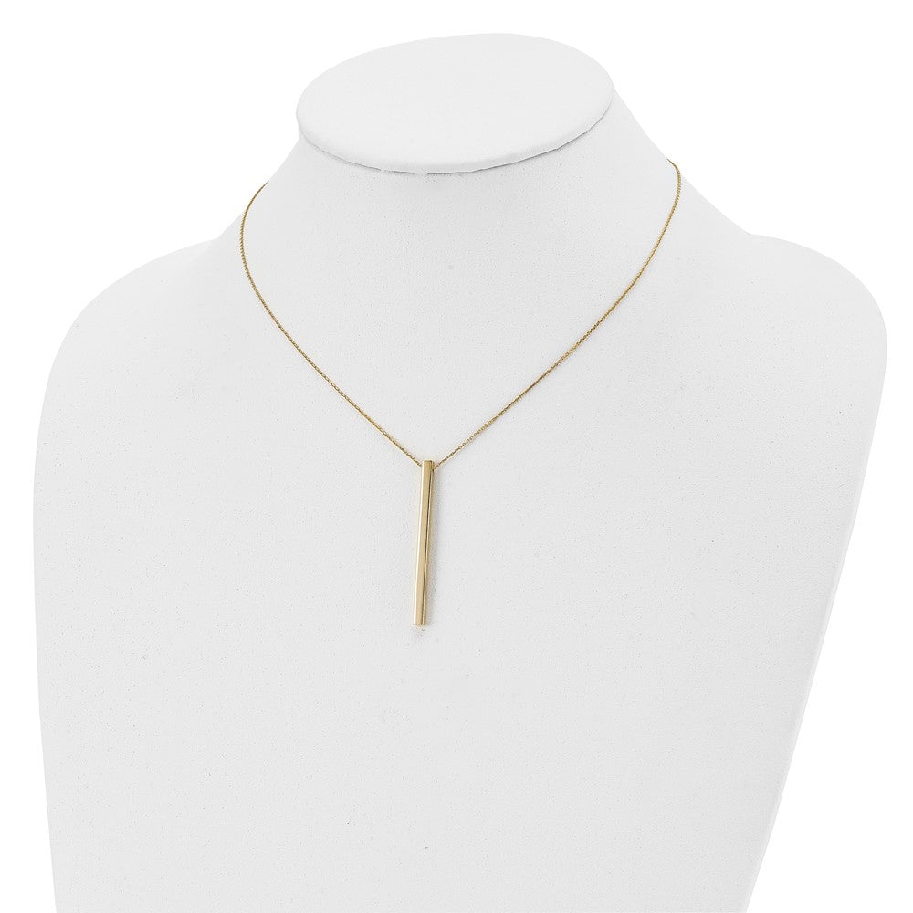 14K Yellow Gold Polished Bar 2In Ext. Necklace