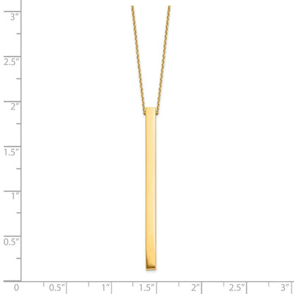 14K Yellow Gold Polished Bar 2In Ext. Necklace