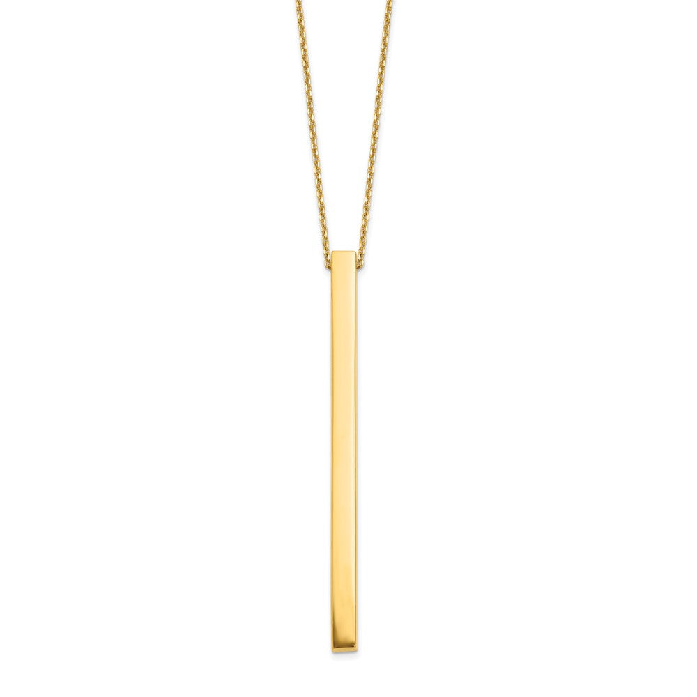 14K Yellow Gold Polished Bar 2In Ext. Necklace