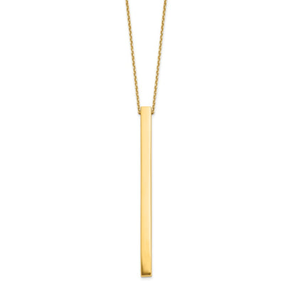 14K Yellow Gold Polished Bar 2In Ext. Necklace