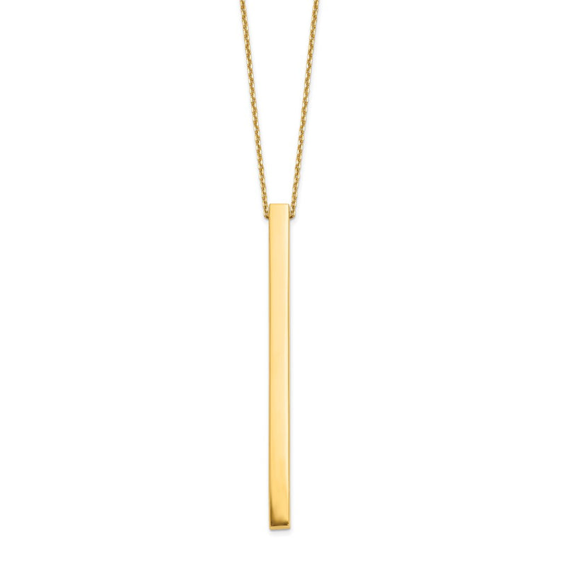 14K Yellow Gold Polished Bar 2In Ext. Necklace