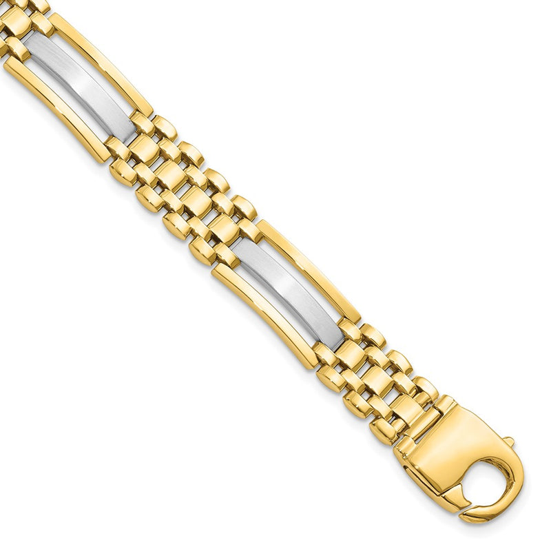 8.5 Inch 14K Two-Tone Polished And Satin Men'S Bracelet