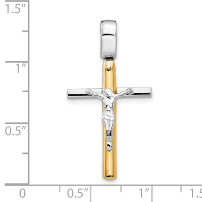 14K Two-Tone Polished Crucifix Pendant
