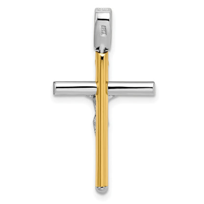 14K Two-Tone Polished Crucifix Pendant