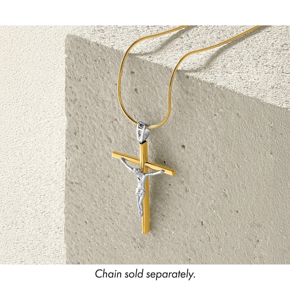14k-two-tone-polished-crucifix-pendant-5