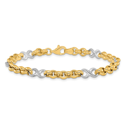 7.5 Inch 14K Two-Tone Polished Infinity Bracelet