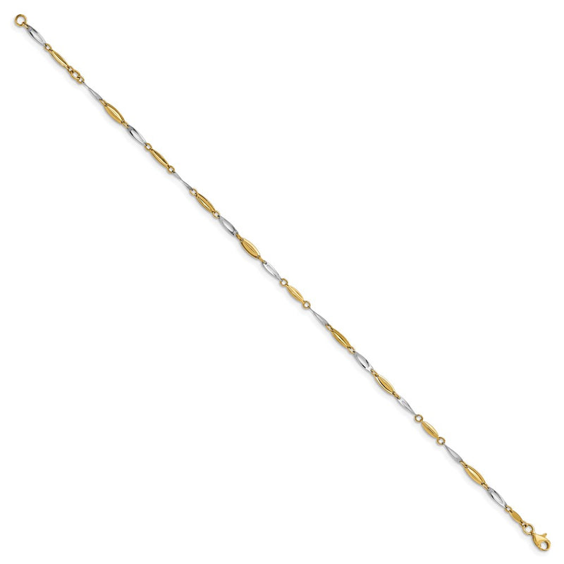 14K Two-Tone Polished With 1In Ext. Anklet