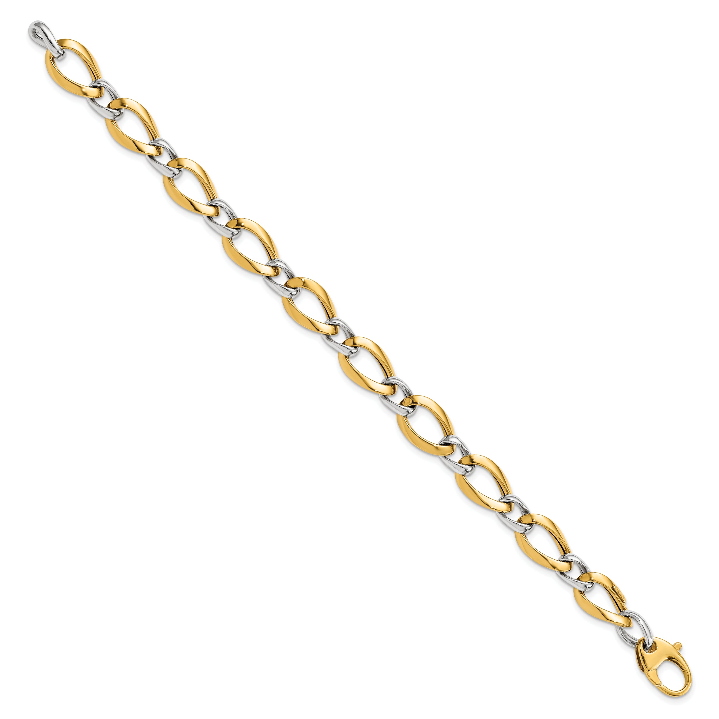 7.75 Inch 14K Two-Tone Polished Fancy Link Bracelet