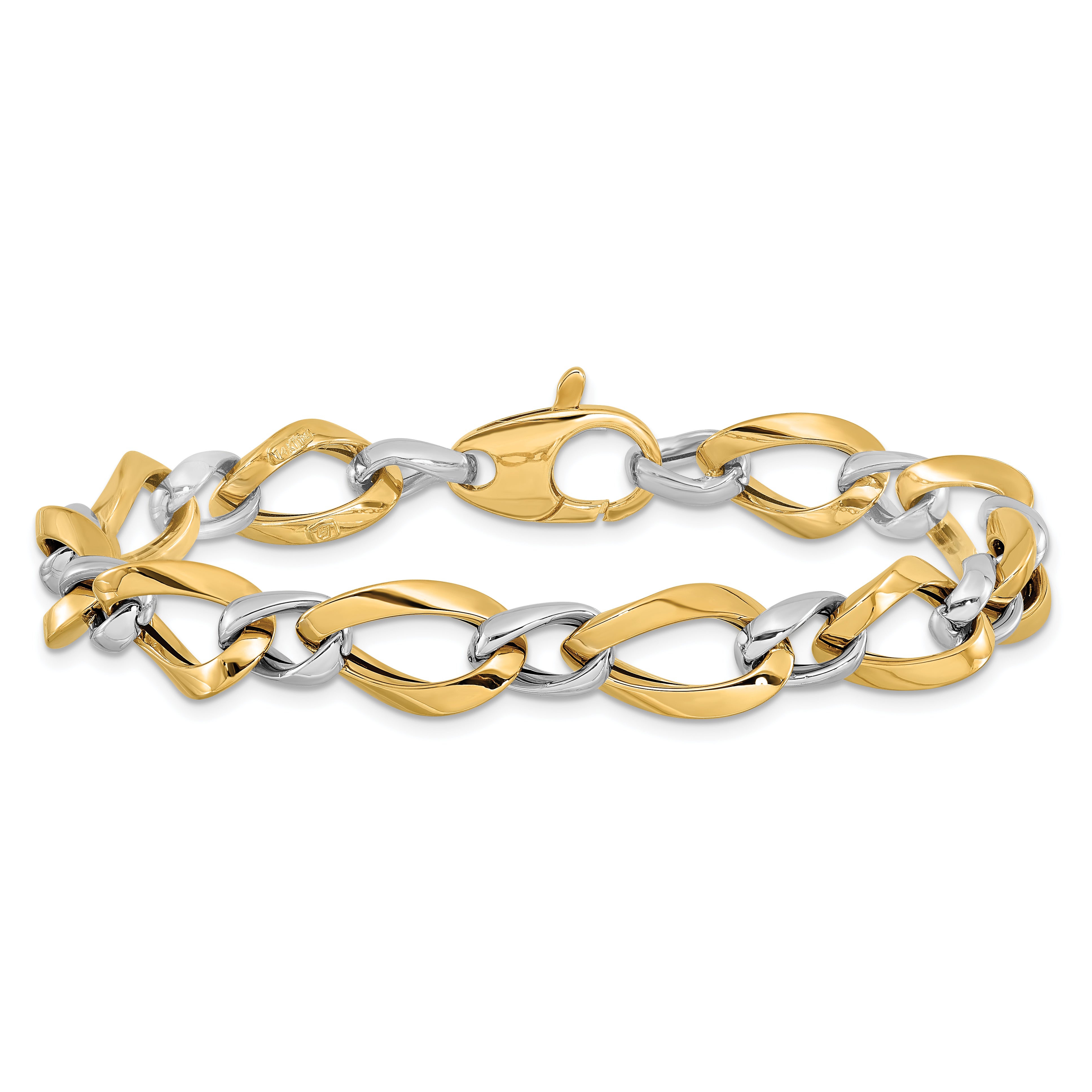 7.75 Inch 14K Two-Tone Polished Fancy Link Bracelet