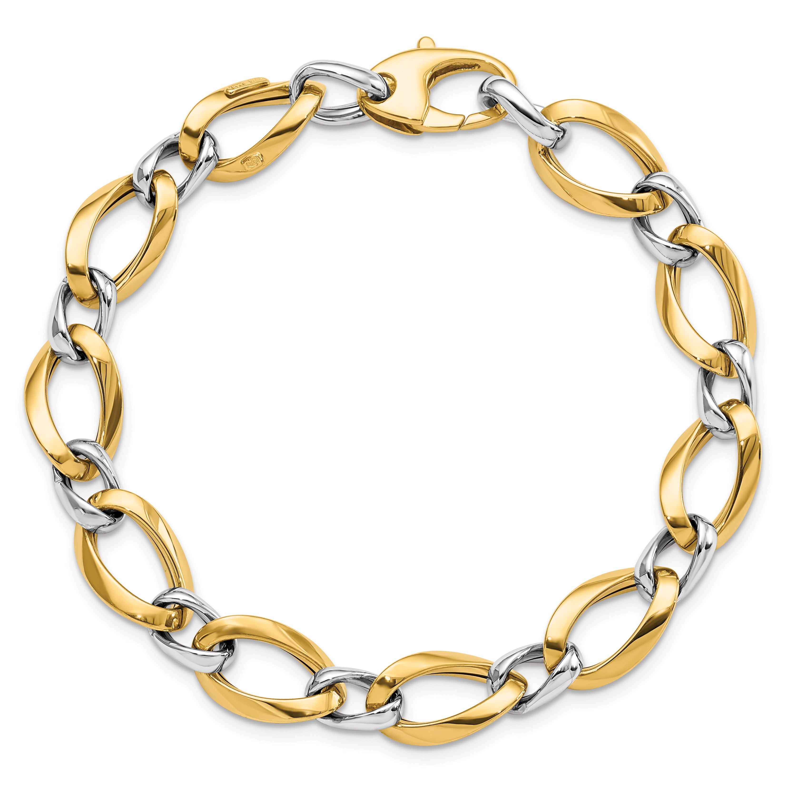 7.75 Inch 14K Two-Tone Polished Fancy Link Bracelet