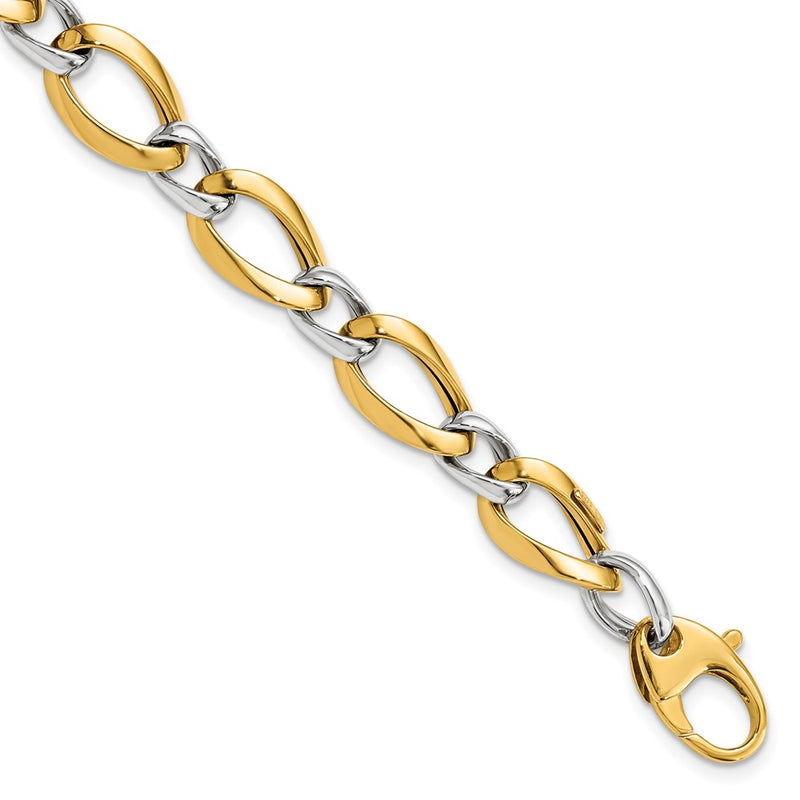 7.75 Inch 14K Two-Tone Polished Fancy Link Bracelet