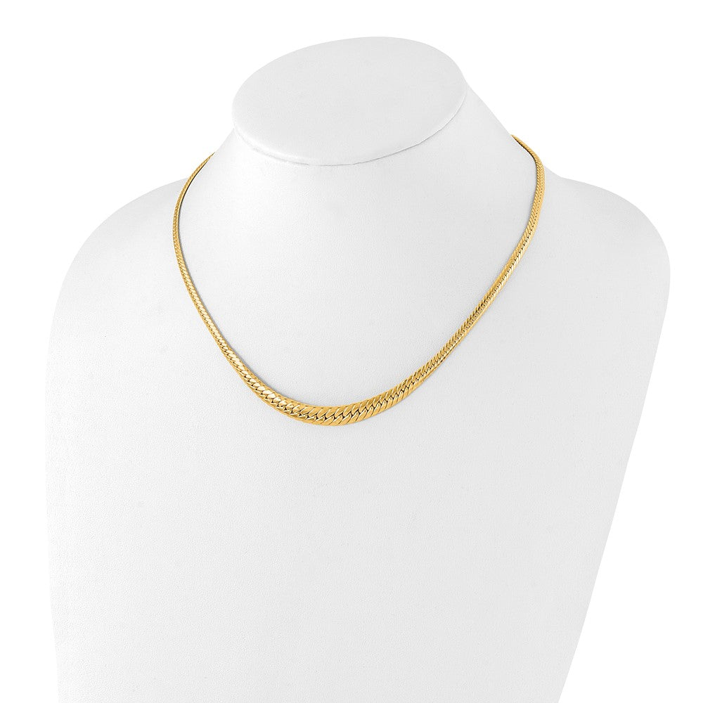 14K Yellow Gold Polished Graduated Fancy Link Chain Necklace