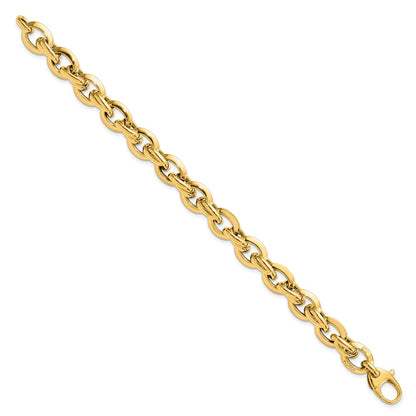14K Yellow Gold Polished Fancy Link Chain Bracelet