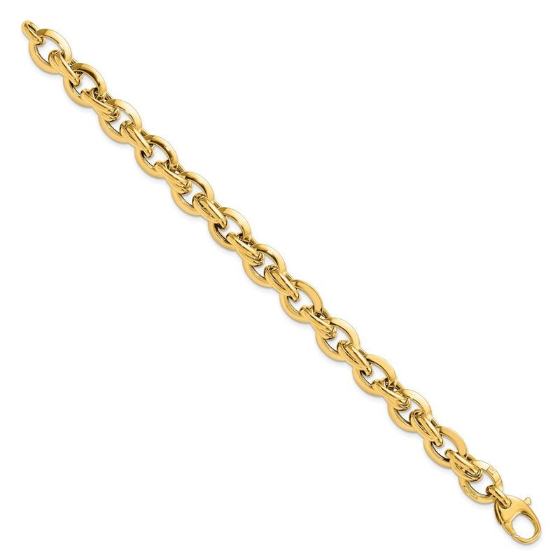 14K Yellow Gold Polished Fancy Link Chain Bracelet