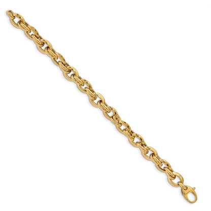 14K Yellow Gold Polished Fancy Link Chain Bracelet