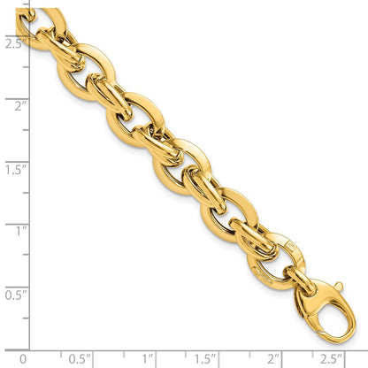 14K Yellow Gold Polished Fancy Link Chain Bracelet