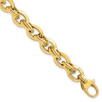 14K Yellow Gold Polished Fancy Link Chain Bracelet