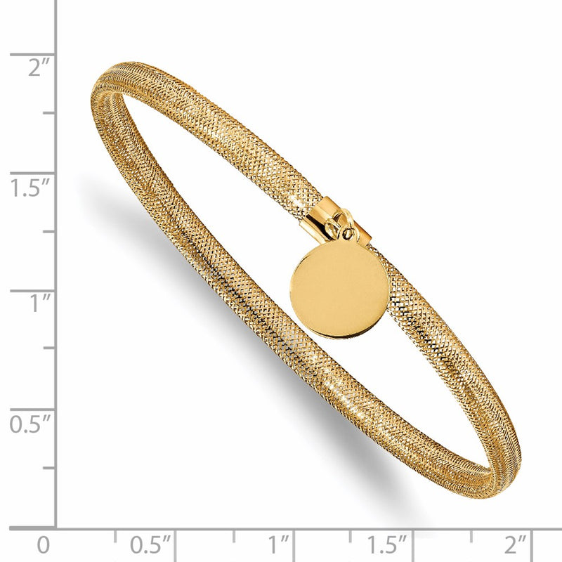 14K Yellow Gold Stretch Mesh Dangle Charm Bracelet