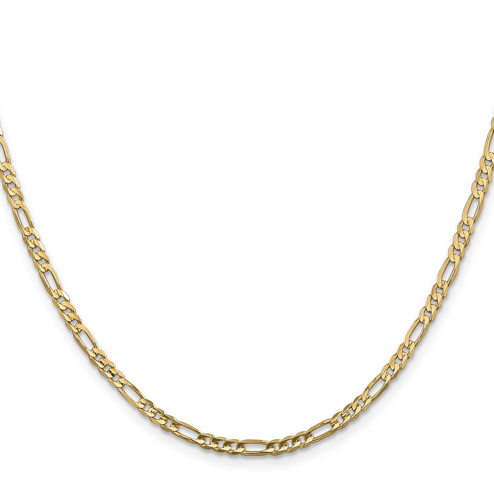 14K Yellow Gold 24 Inch 3mm Concave Open Figaro With Lobster Clasp Chain Necklace