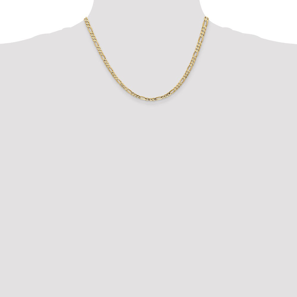 14K Yellow Gold 4mm Concave Open Figaro With Lobster Clasp Chain Necklace