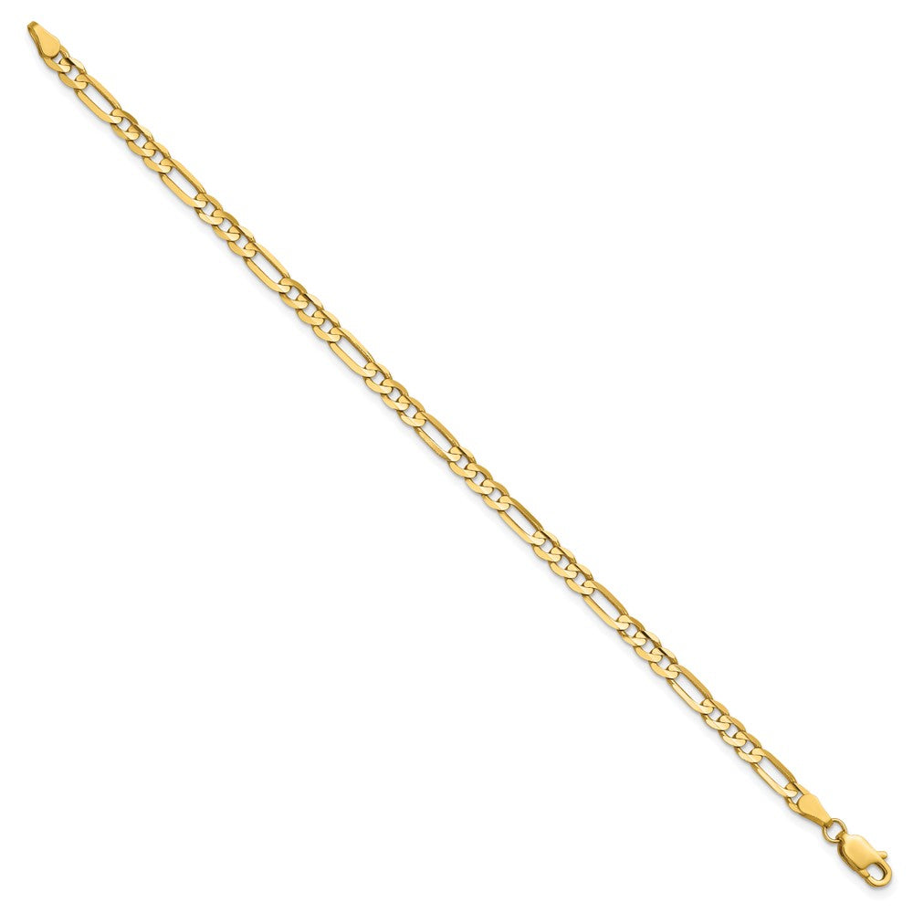 14K Yellow Gold 4mm Concave Open Figaro With Lobster Clasp Chain Bracelet