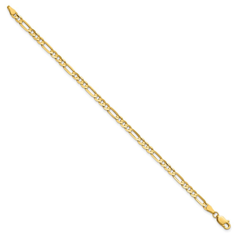 14K Yellow Gold 4mm Concave Open Figaro With Lobster Clasp Chain Bracelet
