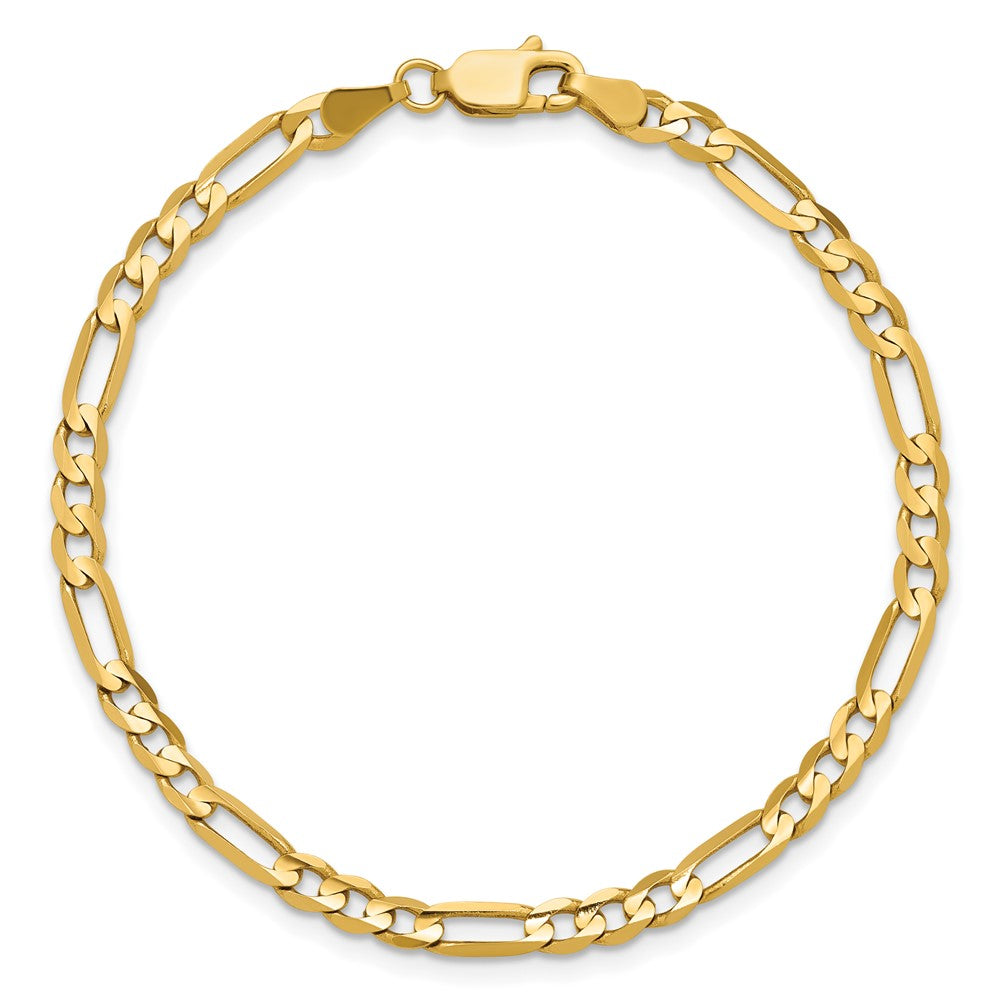 14K Yellow Gold 4mm Concave Open Figaro With Lobster Clasp Chain Bracelet