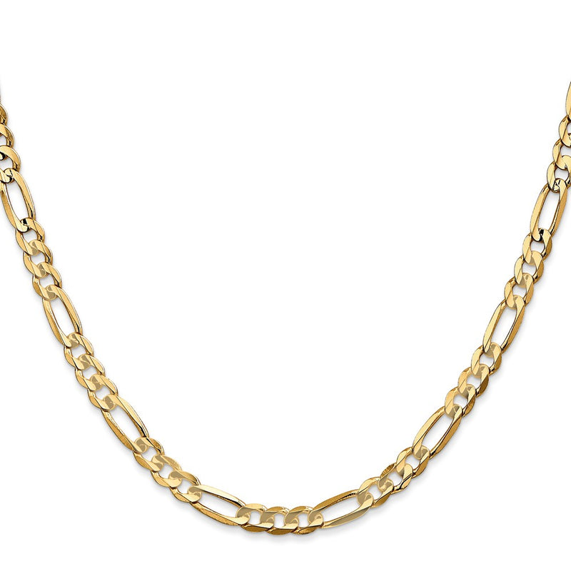 14K Yellow Gold 4.5mm Concave Open Figaro With Lobster Clasp Chain Necklace