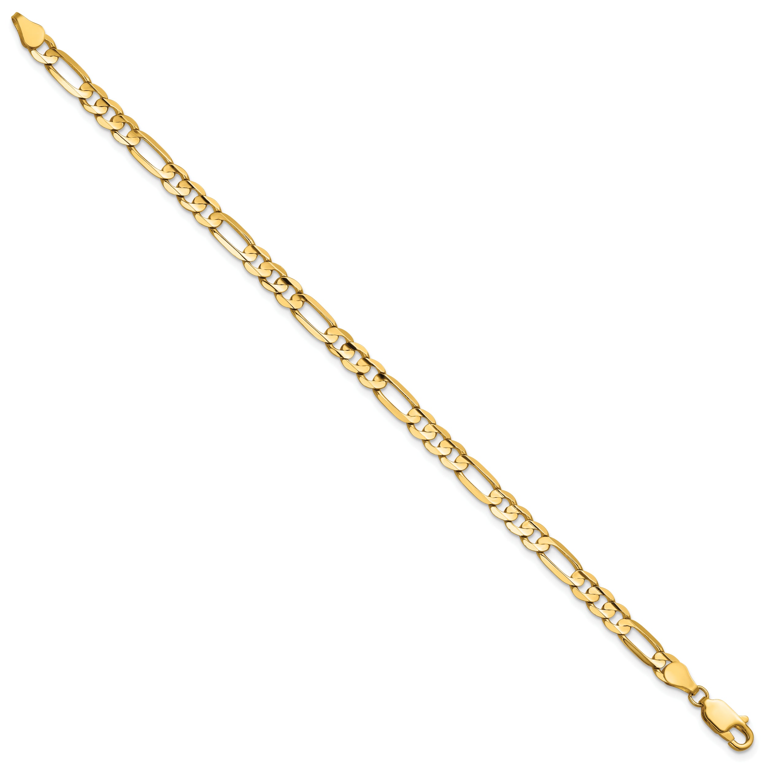 9 Inch 14K 4.5mm Concave Open Figaro Chain Anklet
