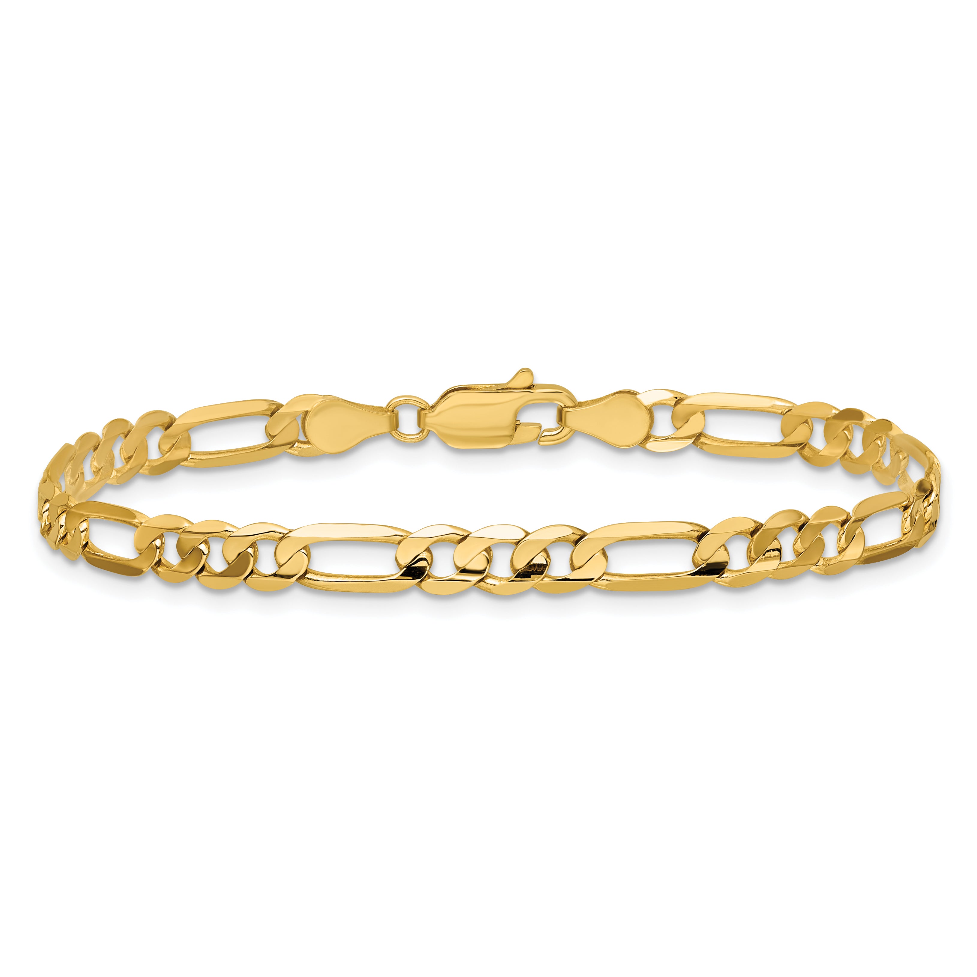 9 Inch 14K 4.5mm Concave Open Figaro Chain Anklet