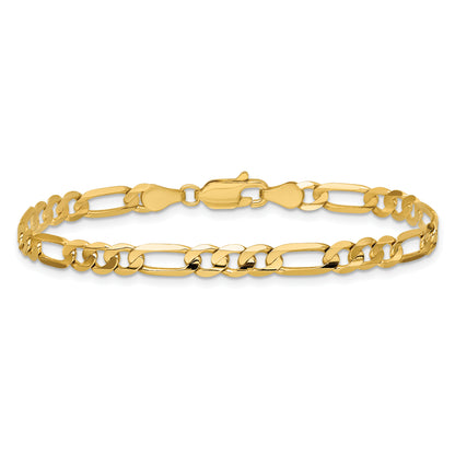 9 Inch 14K 4.5mm Concave Open Figaro Chain Anklet