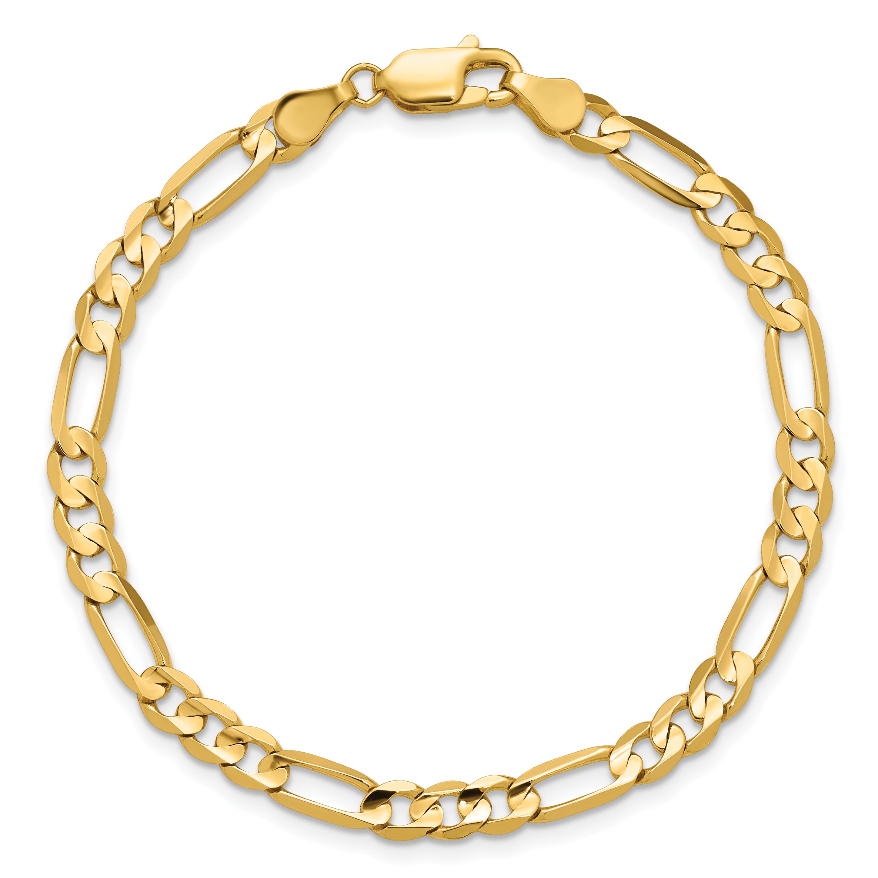 9 Inch 14K 4.5mm Concave Open Figaro Chain Anklet