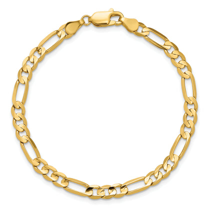 9 Inch 14K 4.5mm Concave Open Figaro Chain Anklet