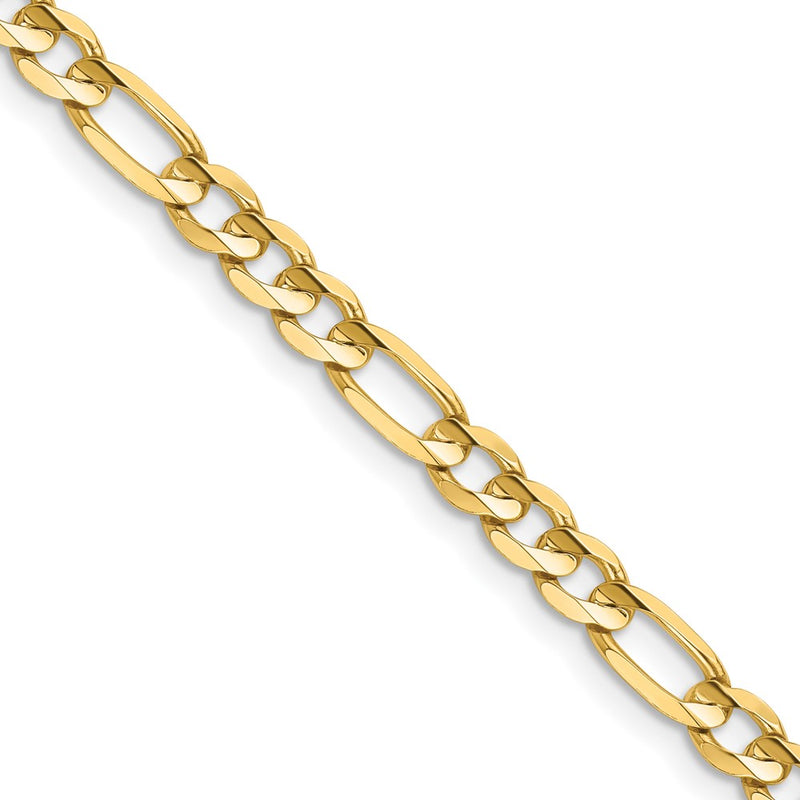 14K Yellow Gold 4.5mm Concave Open Figaro With Lobster Clasp Chain Necklace