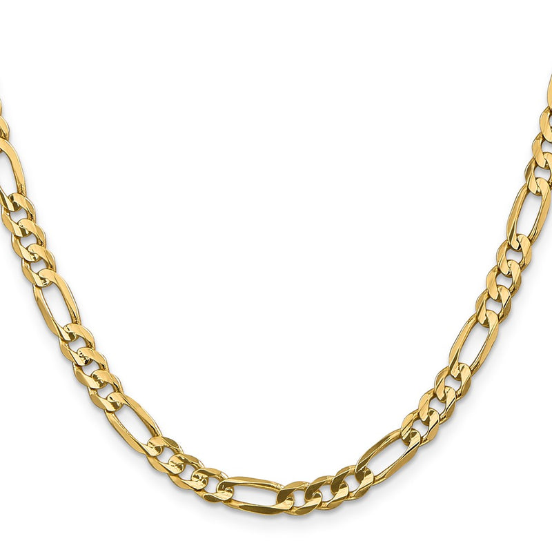14K Yellow Gold 5.5mm Concave Open Figaro With Lobster Clasp Chain Necklace