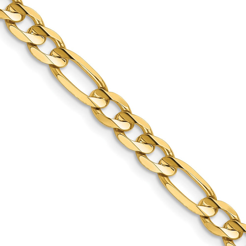 14K Yellow Gold 5.5mm Concave Open Figaro With Lobster Clasp Chain Necklace