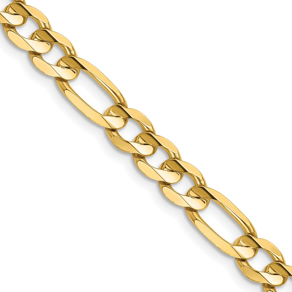 14K Yellow Gold 6mm Concave Open Figaro With Lobster Clasp Chain Necklace