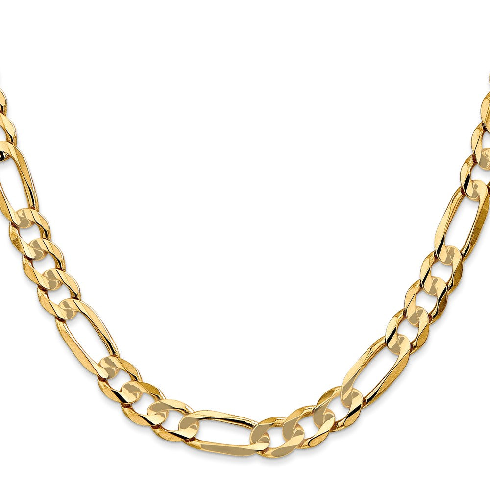 14K Yellow Gold 6.75mm Concave Open Figaro With Lobster Clasp Chain Necklace