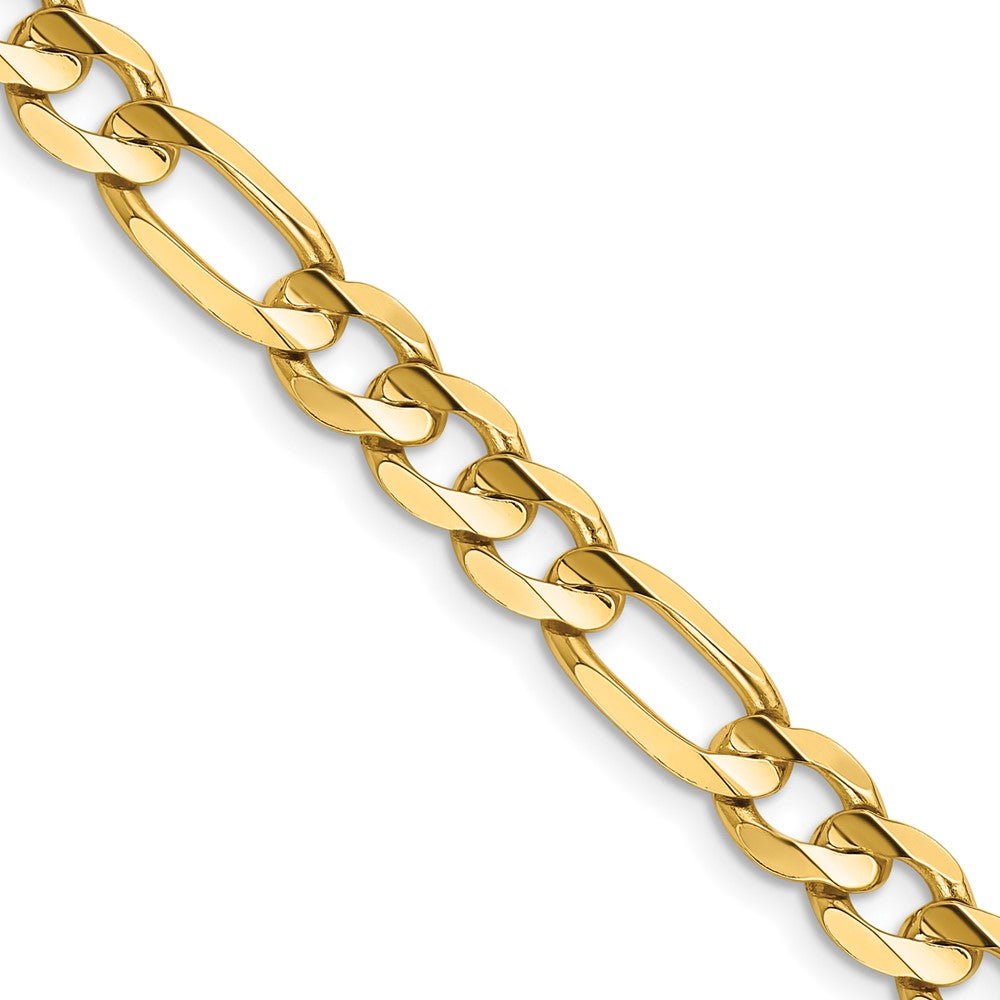 14K Yellow Gold 6.75mm Concave Open Figaro With Lobster Clasp Chain Necklace