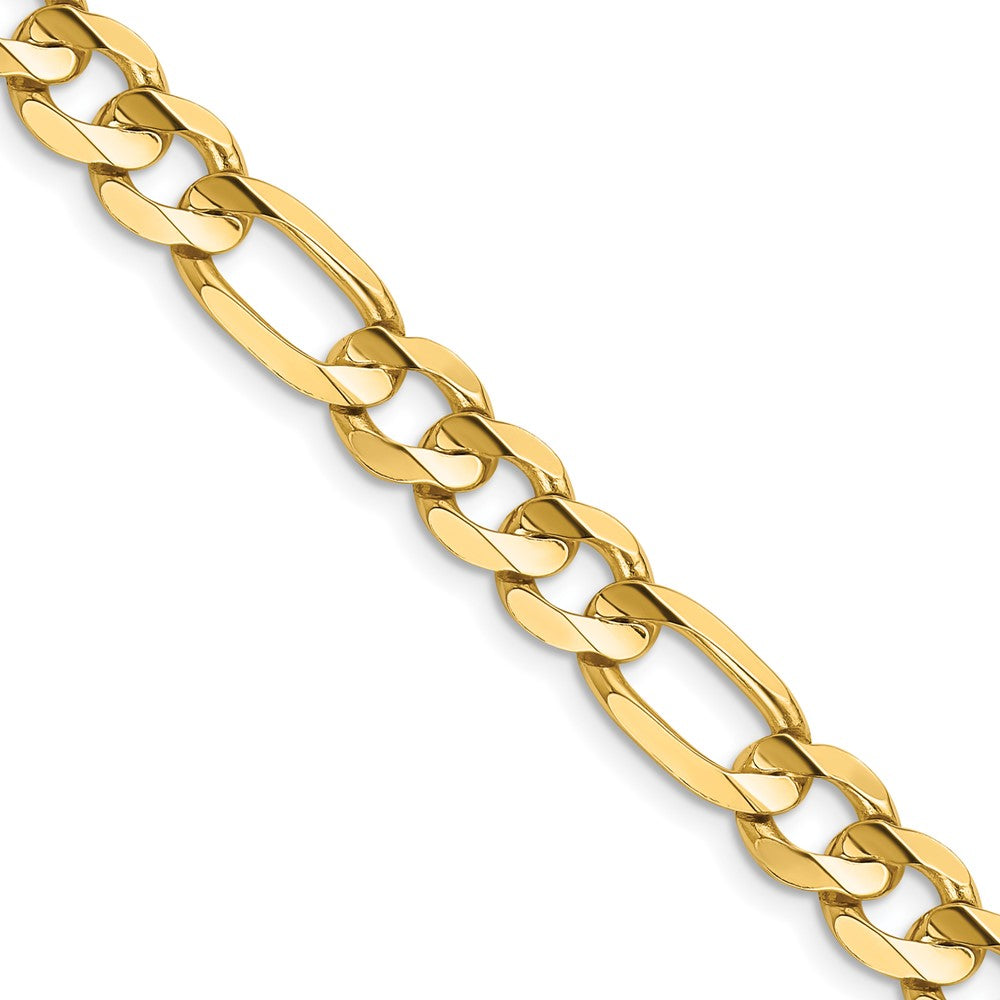 14K Yellow Gold 7.5mm Concave Open Figaro With Lobster Clasp Chain Necklace