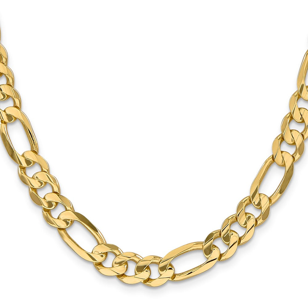 14k Yellow Gold 8.75mm Concave Open Figaro Chain Necklace