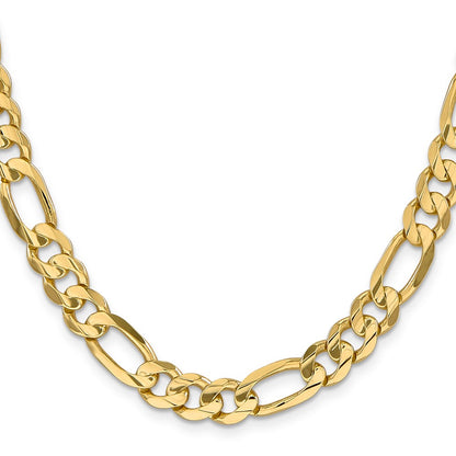 14k Yellow Gold 8.75mm Concave Open Figaro Chain Necklace
