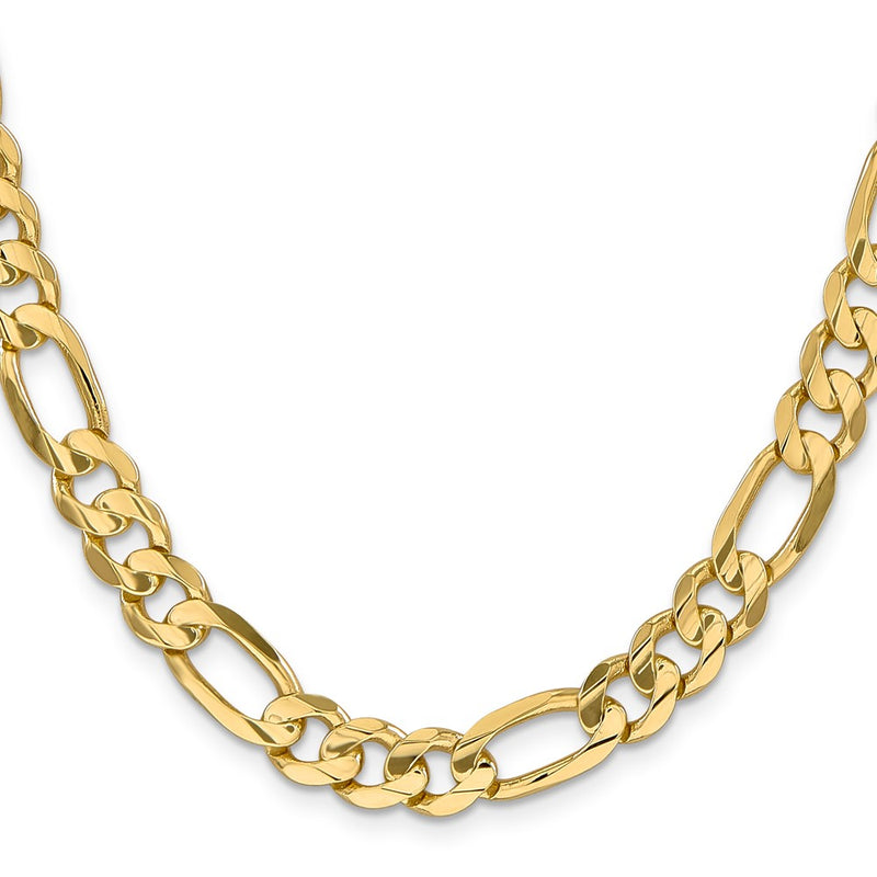 14k Yellow Gold 8.75mm Concave Open Figaro Chain Necklace