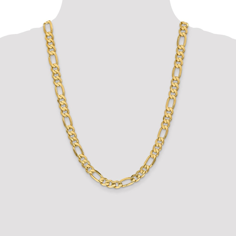 14k Yellow Gold 8.75mm Concave Open Figaro Chain Necklace