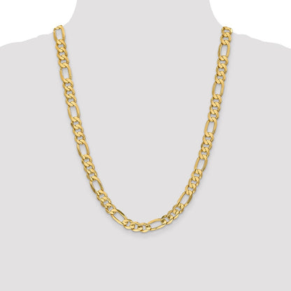 14k Yellow Gold 8.75mm Concave Open Figaro Chain Necklace