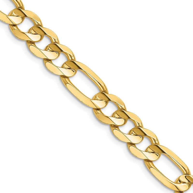 14k Yellow Gold 8.75mm Concave Open Figaro Chain Necklace
