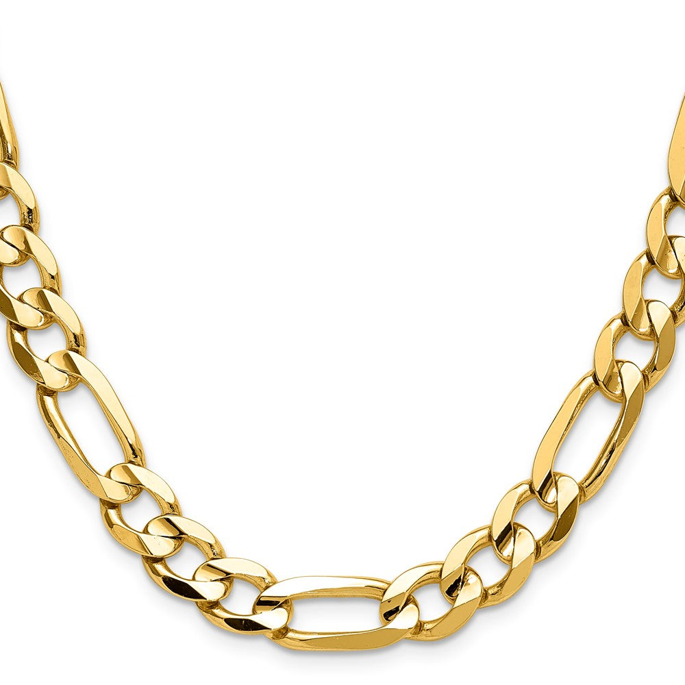 14k Yellow Gold 10.0mm Concave Open Figaro Chain Necklace
