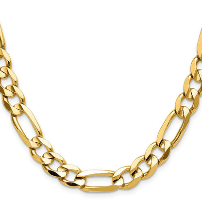 14k Yellow Gold 10.0mm Concave Open Figaro Chain Necklace